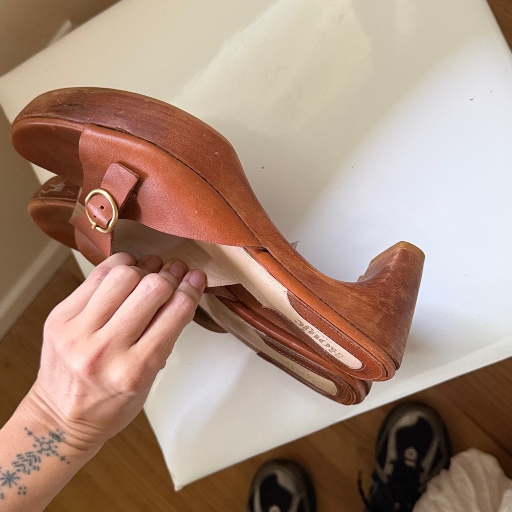 Brown Leather Slide Sandals - Picture 4 of 4